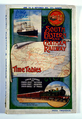 Front cover of South Eastern & Chatham Railway timetable  1914.