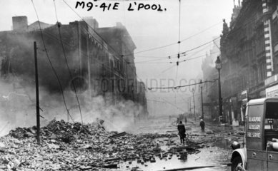 Lord Steet in Liverpool after a German bombing raid  1940s.