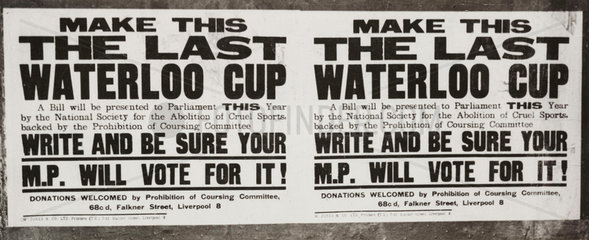 Poster advocating banning the Waterloo Cup  3 February 1949.