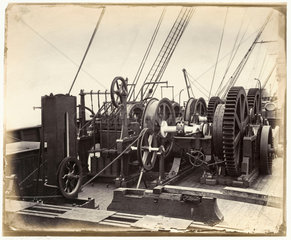 Cable laying machinery on the deck of the SS ‘Great Eastern’  c 1867.