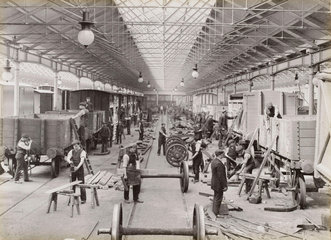 Wagon building at Doncaster works  South Yorkshire  c 1916.