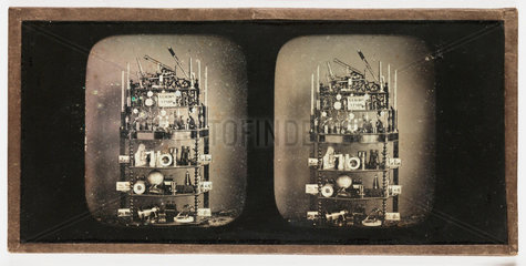 Stereo-daguerreotype of optical instruments  c 1855.