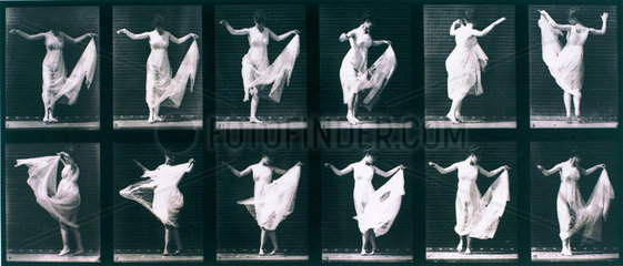 Draped woman dancing  c 1872-1885