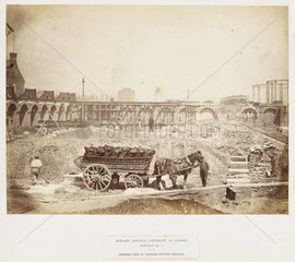 St Pancras Station under construction  London  c 1867.