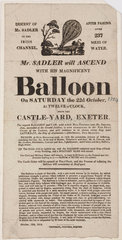 Handbill announcing Sadler’s balloon ascent  1814.
