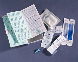 Home cholesterol testing kit  England  1992.