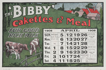 The ‘Bibby’ Cakettes and Meal  calendar  1908.