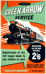 'Green Arrow' Service  BR poster  c 1955.