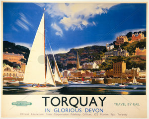 'Torquay in Glorious Devon'  British Railways poster  c 1950s.