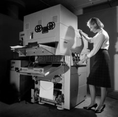 Woman starts large reprographics machine  Rank Xerox  1963.