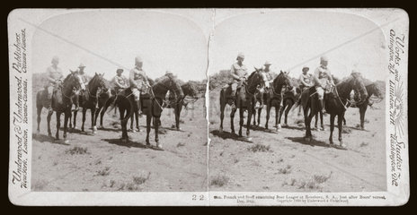 'Gen French and staff examining Boer Laager  Rensburg  South Africa’  1900.