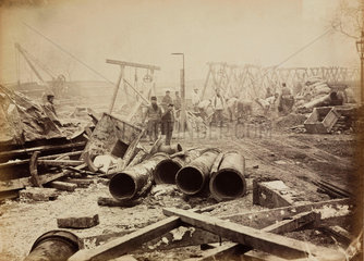 Construction of the Metropolitan District Railway  Westminster  London  c 1869.