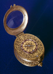 Oval alarm watch  French  early 17th century.