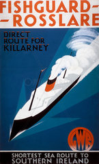 ‘Fishguard-Rosslare’  GWR poster  1932.