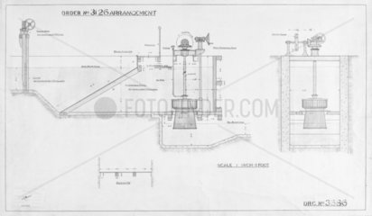 Scale diagram of water turbine  1924. Techn