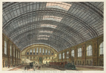 The interior of a railway station in Berlin  Germany  19th century.
