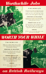 'Worthwhile jobs on British Railways'  BR (LMR) poster  1951.