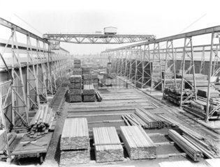 Timber at Earlestown Carriage and Wagon Works  Merseyside  c 1927.