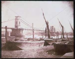 Brunel's Hungerford Suspension Bridge  London by Talbot  c 1845.