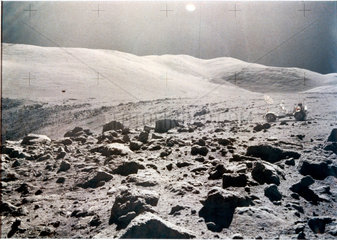 Panoramic view of the Lunar surface  Apollo 15  1971.