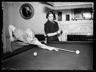 Ladies snooker match  Soho  London  1939.