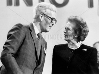 Margaret Thatcher and Douglas Hurd at a conference  18 March 1989.
