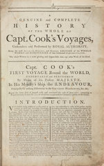 Title page from ‘Cook’s Voyages’  1784.