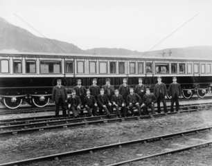 LNWR Royal Train crew standing in front of