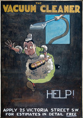 ‘Help!’  poster promoting the British Vacuum Cleaning Company Ltd  1906.