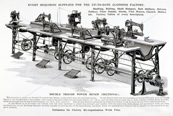 Industrial sewing bench  c 1905.