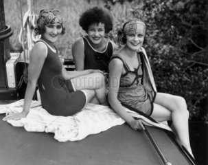 Three women in bathing costumes  c 1920s.