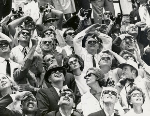 Crowd looking at Apollo 10 Liftoff  Kennedy Space Center  USA  1969.