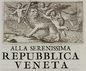 Cherubs crowning the winged lion of the Venetian republic  1737.