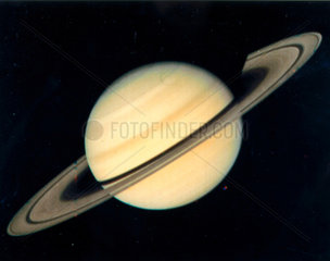 The planet Saturn  photographed by Voyager 1  1980.