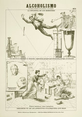 ‘Alcoholismo’ - Spanish anti-absinthe poster  c 1900.