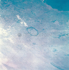 The Manicougan impact crater  Quebec  Canada  1970s.