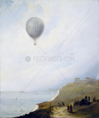 'Balloon Over Cliffs'  Dover  Kent  1840.