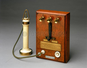 Early Bell telephone and terminal panel  1877.