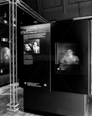 Exhibition showing image of Dennis Gabor  British inventor of holography  1988.