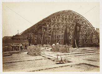 Construction of St Pancras Station roof  London  1868.