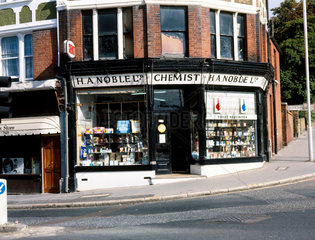 Exterior view of H A Noble’s chemist shop  South Croydon  London  c 1970s.