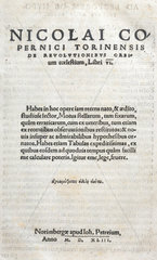 Title page of 'De revolutionibus orbium caelestium’  1543.