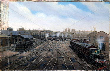 Locomotives departing York station  c 1910.