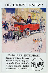'He Didn't Know! Baby Car Enthusiast'  c 1920.