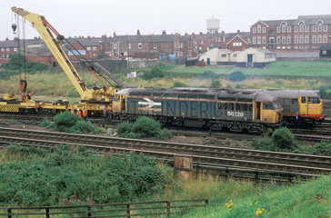 Derailed train in York  1987.
