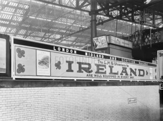 Railway poster advertising services to Ireland  c 1927.