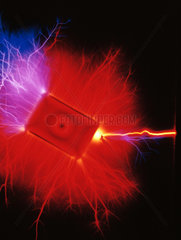 Kirlian photograph of an electrical current.