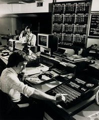 Barclays Hofex dealers at work in office on telephones  1977.