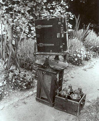 Camera arrangement for slow-motion cinematography  c 1910.