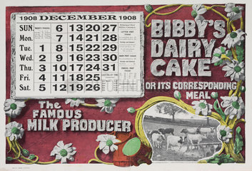 ‘Bibby’s Dairy Cake’  calendar  1908.